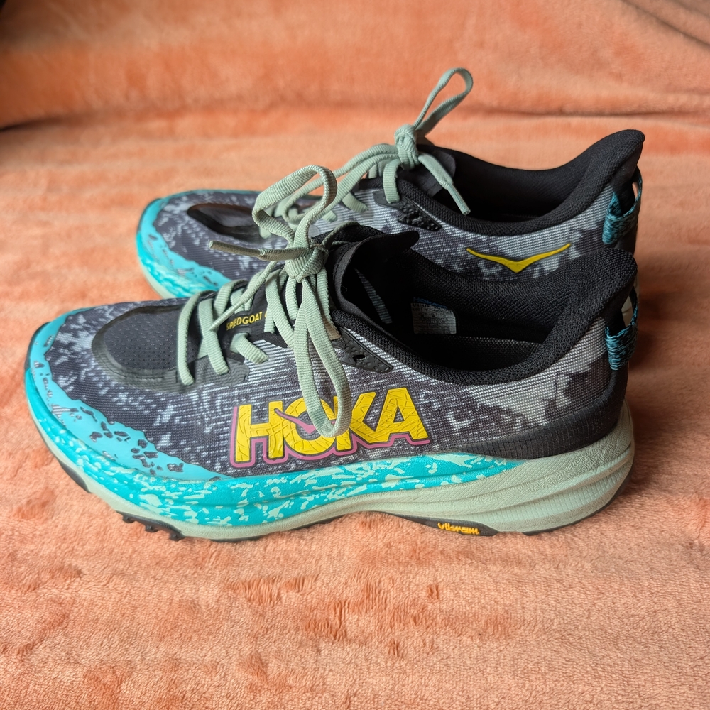 HOKA Black and Teal Running Shoes
